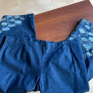 Norm Thompson Embroidered Cuff  Jeans